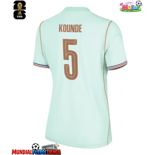 Camiseta Francia Jules Kounde #5 Segunda Equipación Replica Mundial 2026 para mujer mangas cortas